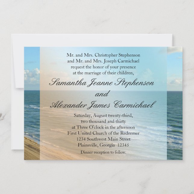 Seascape Beach Hochzeit Blue Ocean Einladung (Vorderseite)