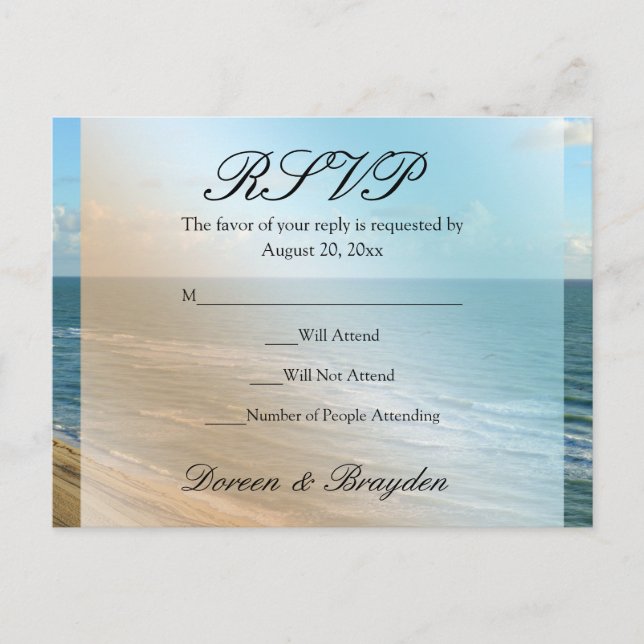 Seascape Beach Hochzeit Blue Ocean Einladungspostkarte (Vorderseite)