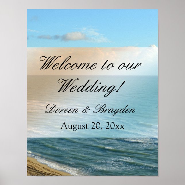 Seascape Beach Hochzeit Blue Ocean Poster (Vorne)