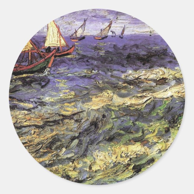 Seascape bei Saintes-Maries von Vincent van Gogh Runder Aufkleber (Vorderseite)