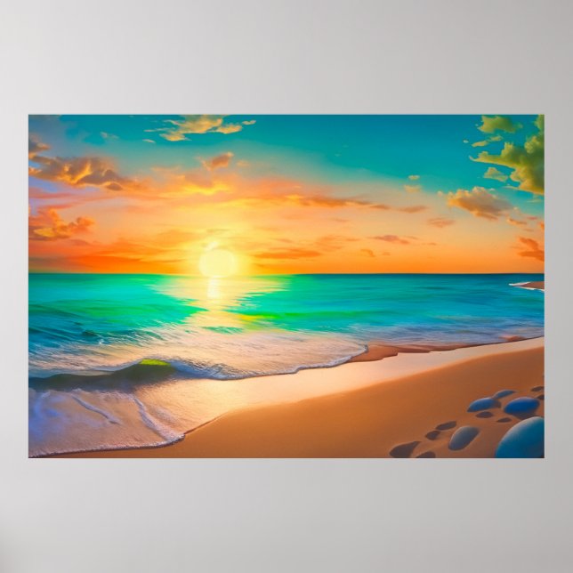Seascape bei Sonnenuntergang Poster (Vorne)