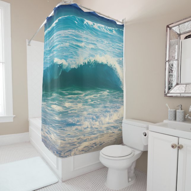 Seascape Blue Ocean Wave Duschvorhang (Beispiel)