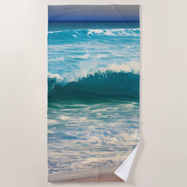 Seascape Blue Ocean Wave Strandtuch (Vorderseite)