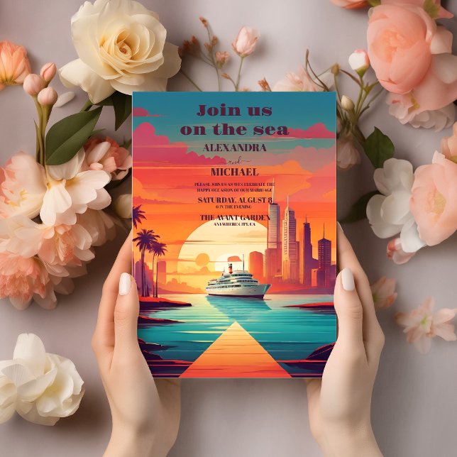 Seascape Cruise Palm Wedding Einladung (Von Creator hochgeladen)