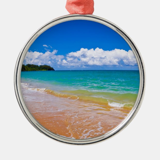 Seascape entlang der Hanalei Bay Ornament Aus Metall (Vorne)