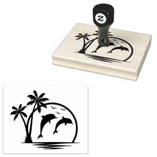 Seascape Jumping Delphine Gummi Briefmarke Gummistempel