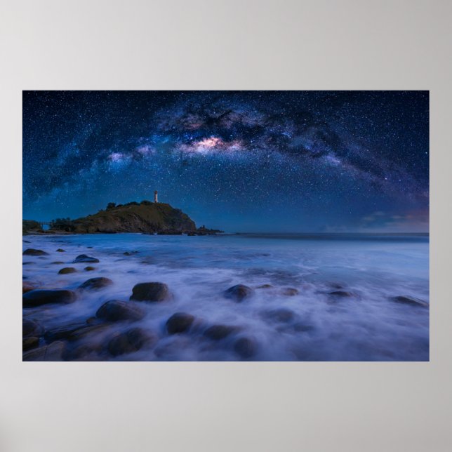 Seascape Lighthouse | Milky Way Lanta Island Krabi Poster (Vorne)