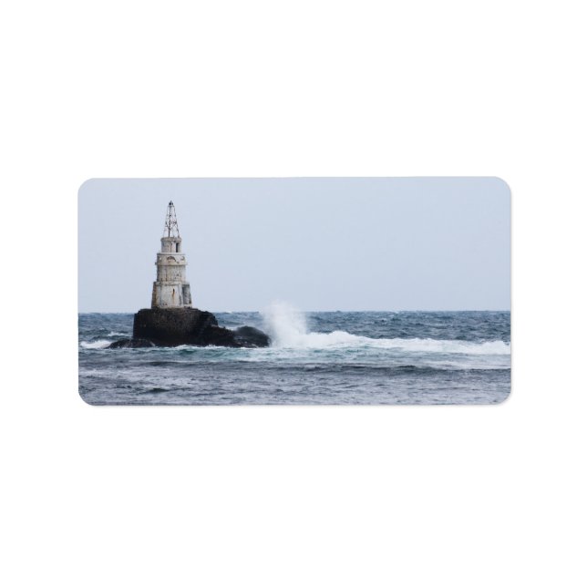 Seascape mit Leuchtturm Adressaufkleber (Vorne)