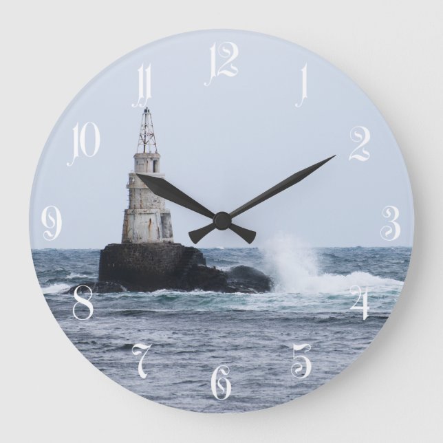 Seascape mit Leuchtturm Große Wanduhr (Vorderseite)