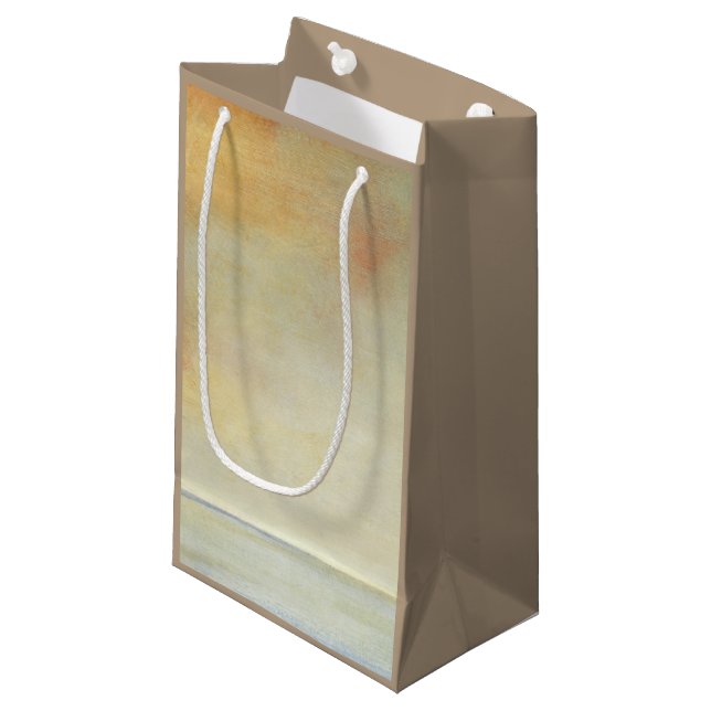 Seascape mit ruhiger Orangensonne Kleine Geschenktüte (Vorderseite Schrägansicht)