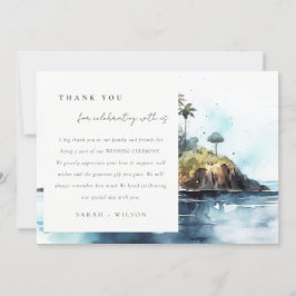 Seascape Palm Tree Island Wasserfarbenhochzeit Dankeskarte
