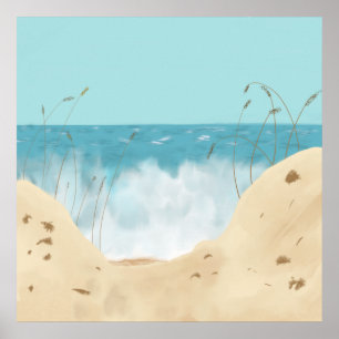 Seascape Sand Dune Blue Green Ocean Digitale Kunst Poster