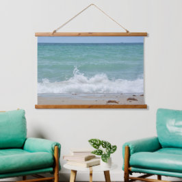 Seascape Splashashing Ocean Waves Foto Wandteppich Mit Holzrahmen