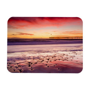 Seascape und Pier bei Sonnenuntergang, CA Magnet