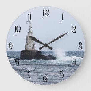 Seascape with lighthouse große wanduhr
