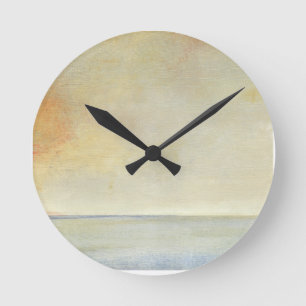 Seascape with Tranquil Orange Sunset Runde Wanduhr