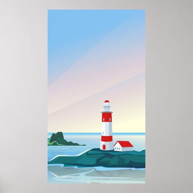 Seascapes mit Leuchtturm Poster (Vorne)