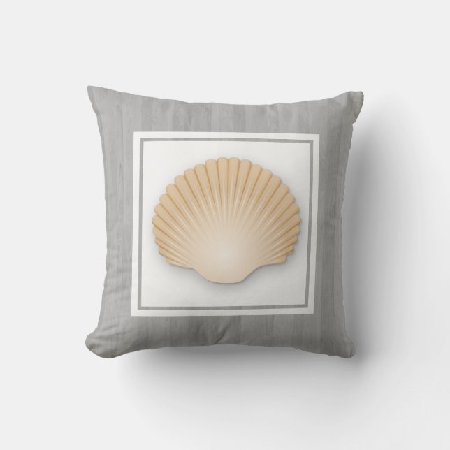 Seashell and Driftwood Planks Kissen (Vorderseite)