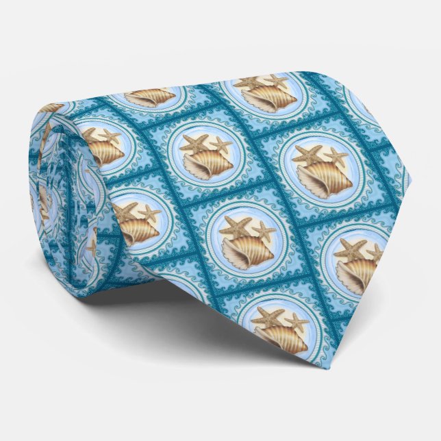 Seashell and Starfish Krawatte (Gerollt)