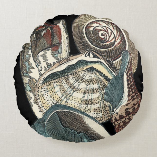 Seashell Anthology Rundes Kissen (Vorderseite)