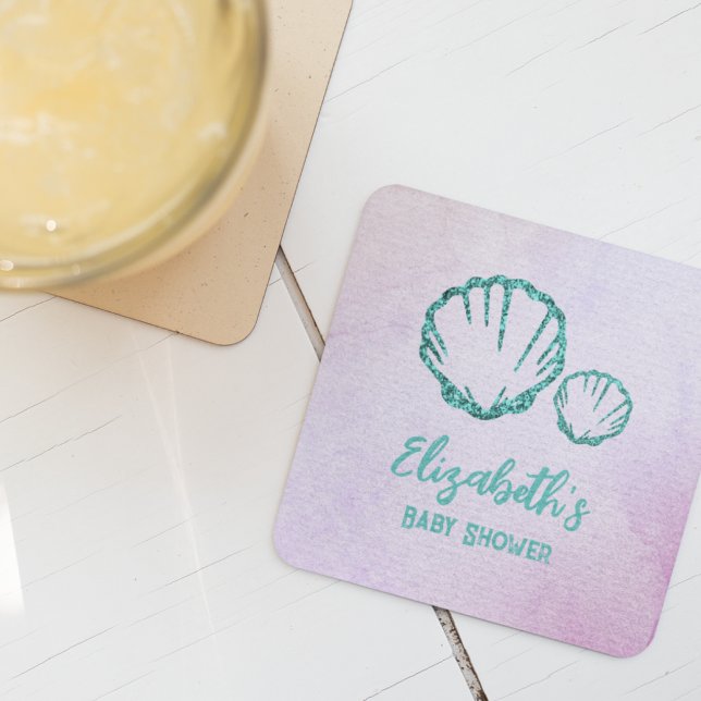 Seashell Baby Dusche Rechteckiger Pappuntersetzer (Von Creator hochgeladen)