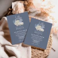 Seashell Beach Blue Hochzeit Einladung