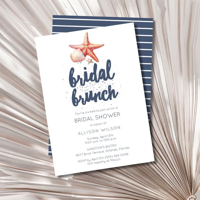 Seashell Beach Bridal Brunch Dusche Einladung (Seashell Beach Bridal Brunch Shower Invitation)