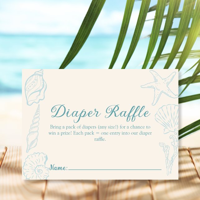 Seashell Beach Diaper Raffle Baby Dusche Begleitkarte (Von Creator hochgeladen)