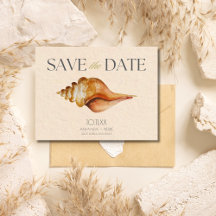 Seashell Beach Hochzeit in Urlaubsort Save the Dat