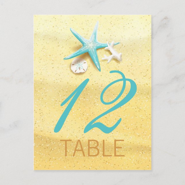 Seashell Beach Hochzeit in Urlaubsort Table Card Postkarte (Vorderseite)