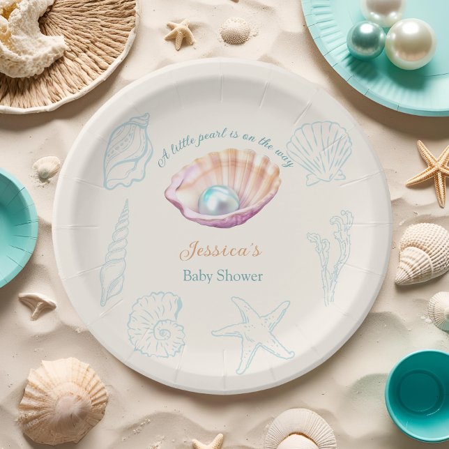 Seashell Beach Little Pearl Baby Dusche Pappteller (Von Creator hochgeladen)