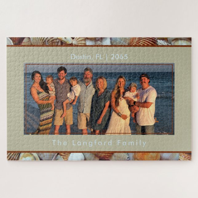 Seashell Beach Vacation Family Foto (Horizontal)