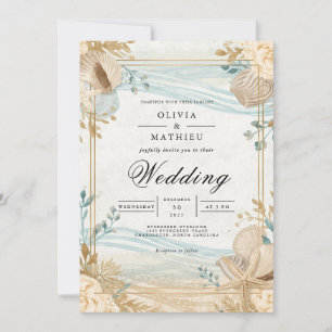 Seashell Beach Wedding Einladung