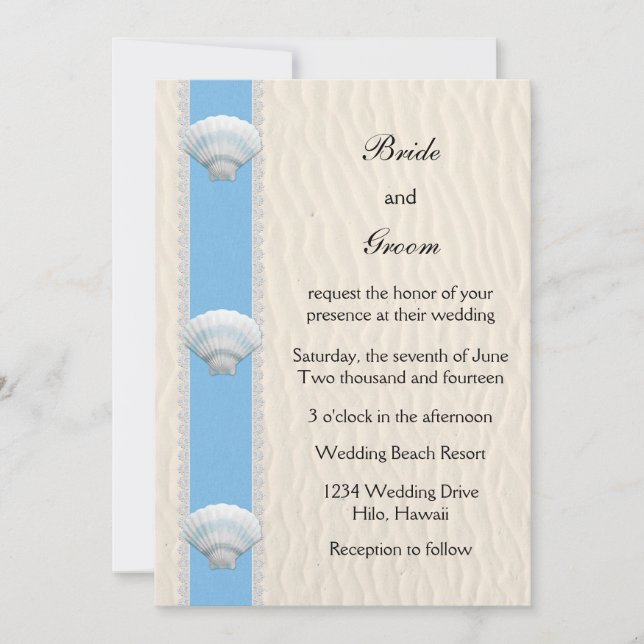 Seashell Beach Wedding Einladung (Vorderseite)