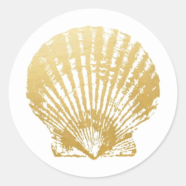 Seashell Beach Wedding Favor & Invitation Stickers (Vorderseite)