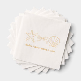 Seashell Beach Wedding Gold Foil Wedding Napkins Servietten Mit Folie