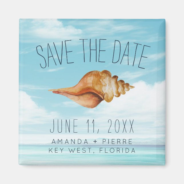 Seashell Beach Wedding Save the Date Magnet (Vorne)