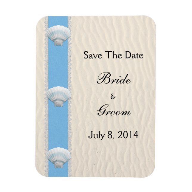 Seashell Beach Wedding Save the Date Magnet (Vertikal)