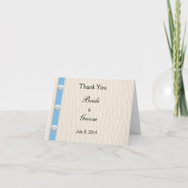 Seashell Beach Wedding Vielen Dank Dankeskarte (Vorderseite)