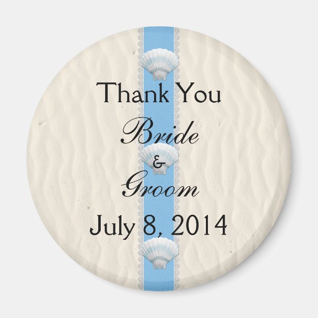 Seashell Beach Wedding Vielen Dank Magnet (Vorne)