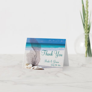 Seashell-Bestimmungsort-Strand-Hochzeit danken Dankeskarte