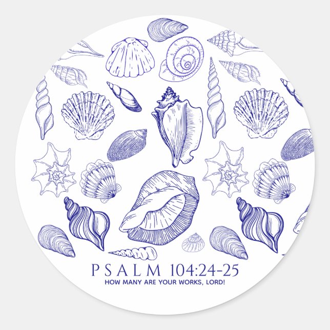 Seashell Bible Verse Runder Aufkleber (Vorderseite)