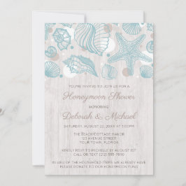Seashell blanchis bois lune de miel Invitations de