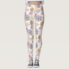 Seashell Blue Lila Pink Ocean Nautic Leggings