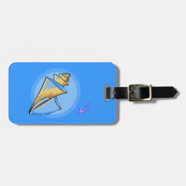 Seashell Blue Luggage Tag Gepäckanhänger (Vorderseite horizontal)