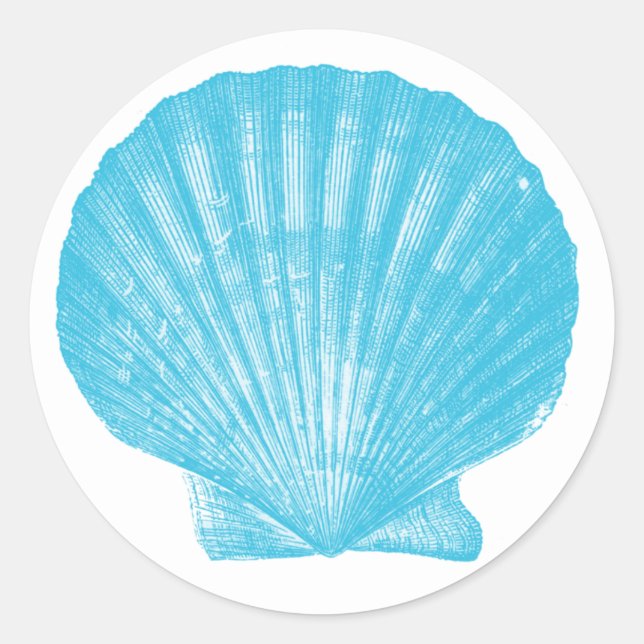 Seashell Blue Muschel Hochsee Muschel Scallop Runder Aufkleber (Vorderseite)