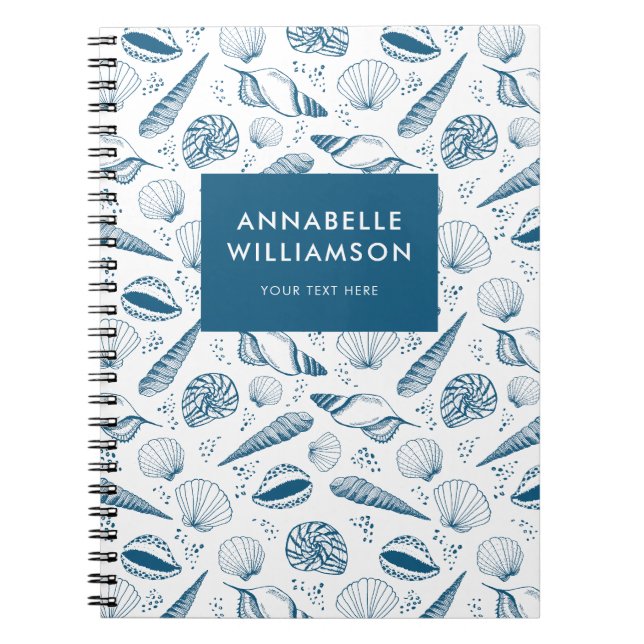Seashell Blue und White Beach Notizblock (Vorderseite)