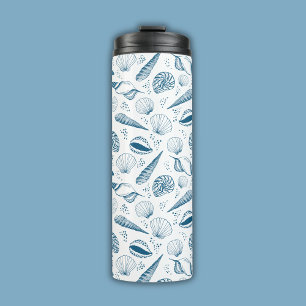 Seashell Blue White Beach Thermosbecher