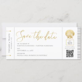 Seashell Boarding Pass Ticket Beach Hochzeit Save The Date