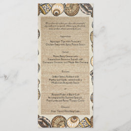 Seashell Border in Brown Wedding Menu Menükarte